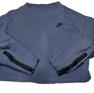 Nike Tech Long Sleeve Boat Neck Navy Long Sleeve Top Medium